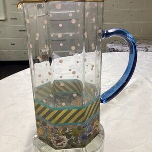 Mackenzie-Childs Circus Garland 48 oz Tall Pitcher BLUE HANDLE💙💙💙💙💙💙